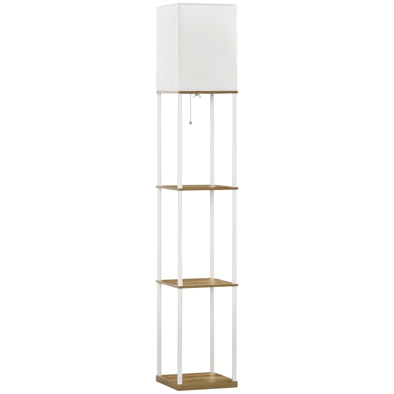 HOMCOM HOMCOM Stehlampe, Stehleuchte mit 3 Fächern, E27 Sockel, Weiß, exkl. Glühbirne