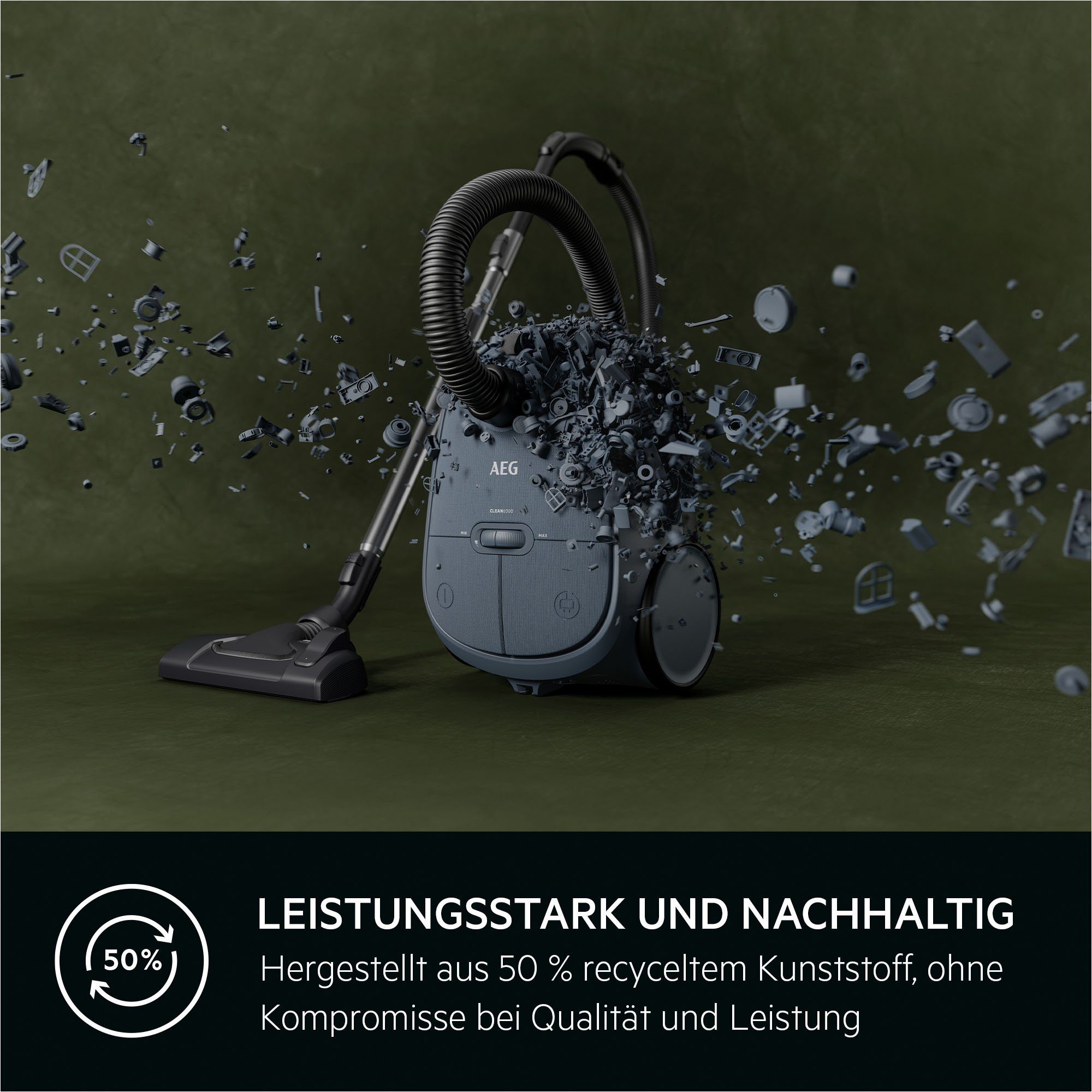AEG Bodenstaubsauger CLEAN 6000 (AB61C2DB), 850 W, mit Beutel, hohe Saugleistung, inkl. Zusatzdüsen, 50 % Recyclingkunststoff