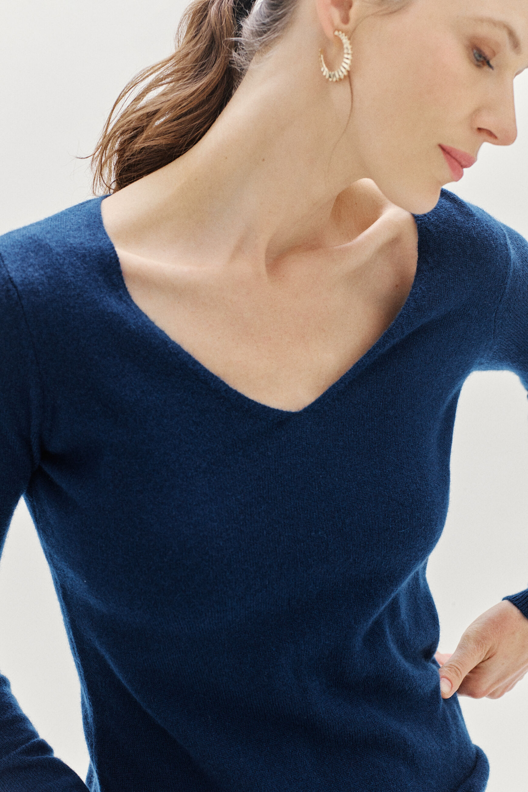 pull eva 100% cachemire bleu petrole femme