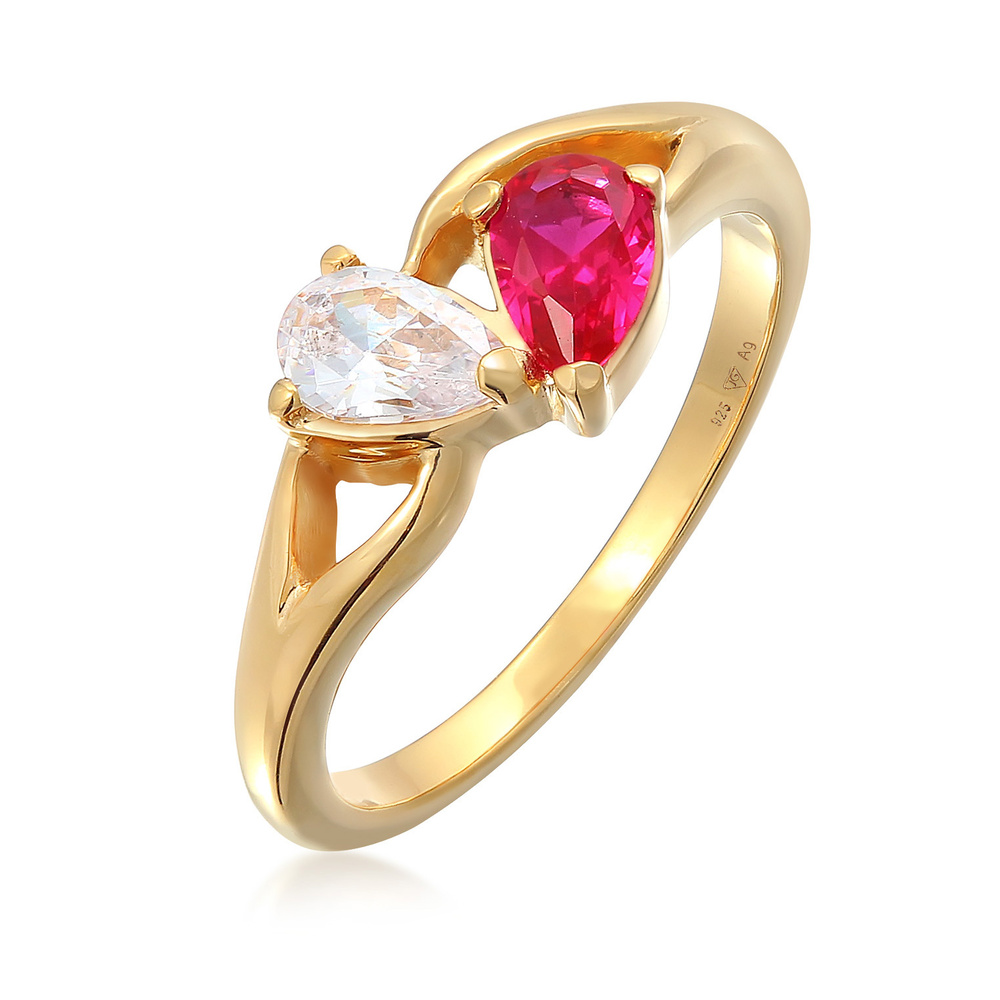 Elli Elli Bague Femmes Bague de fiançailles Infinité avec zirconium et rubis synthétiq Bague