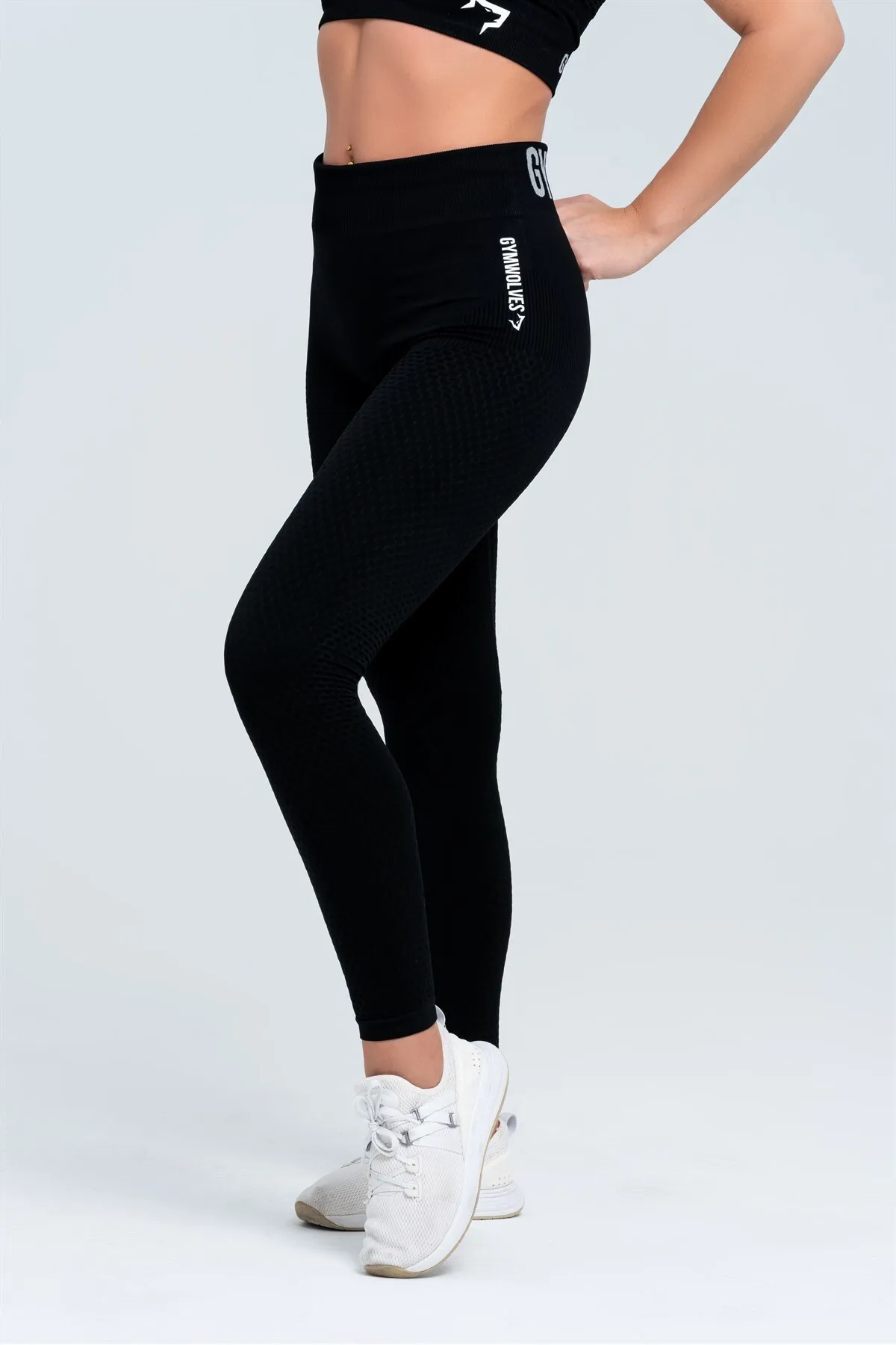 Gymwolves  Nahtlose Sportstrumpfhose | Schwarz | Nahtlose Leggings |