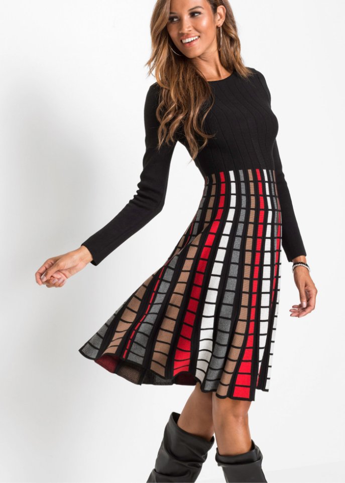 Strickkleid mit Karos