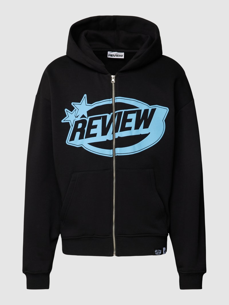 Sweatjacke mit Label-Details in schwarz
