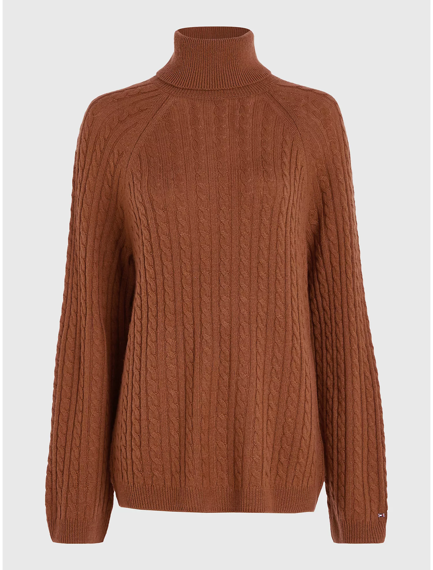 Wool Cable Knit Turtleneck Sweater