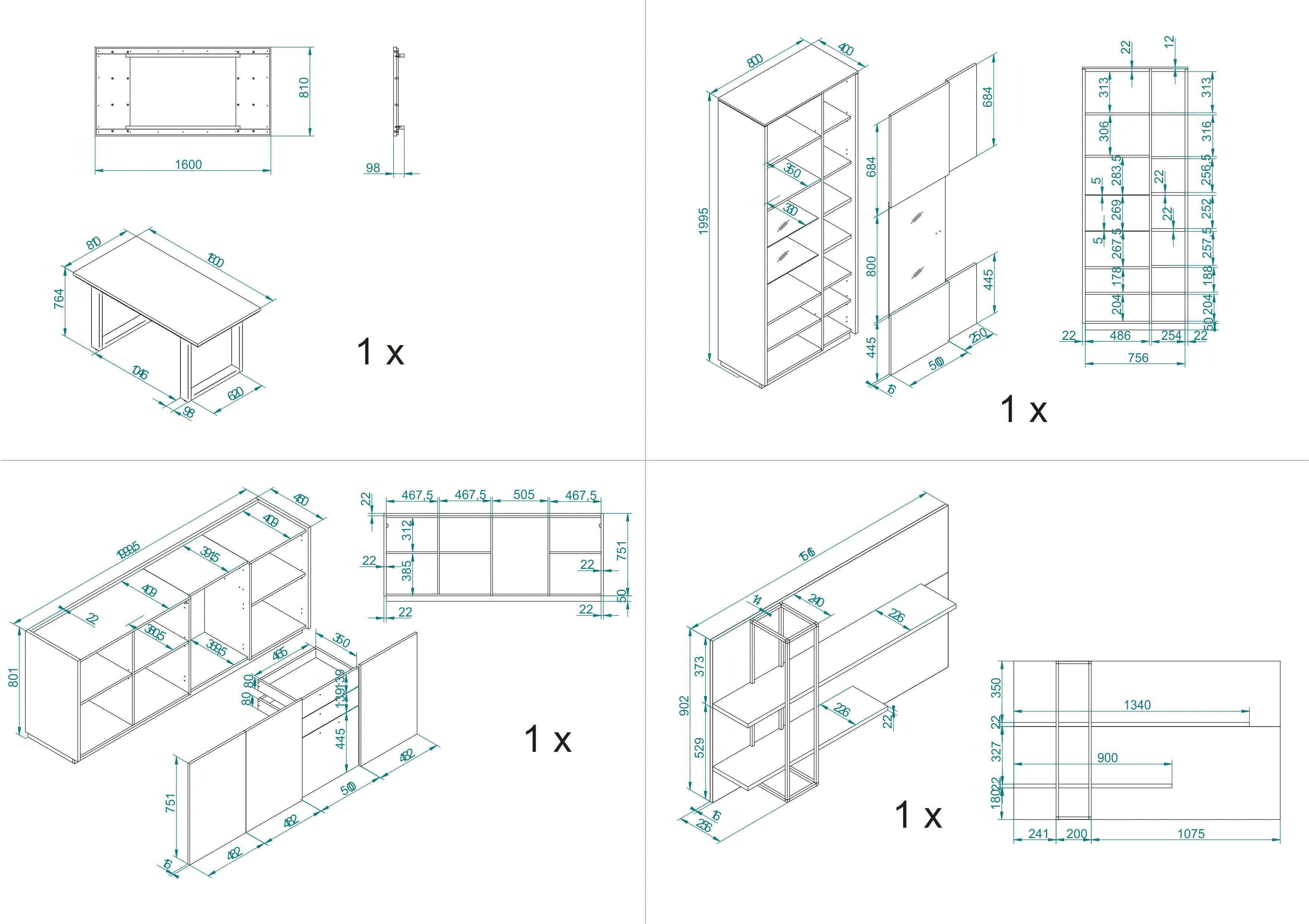 INOSIGN Esszimmer-Set LARGO, (Set, 4-St)