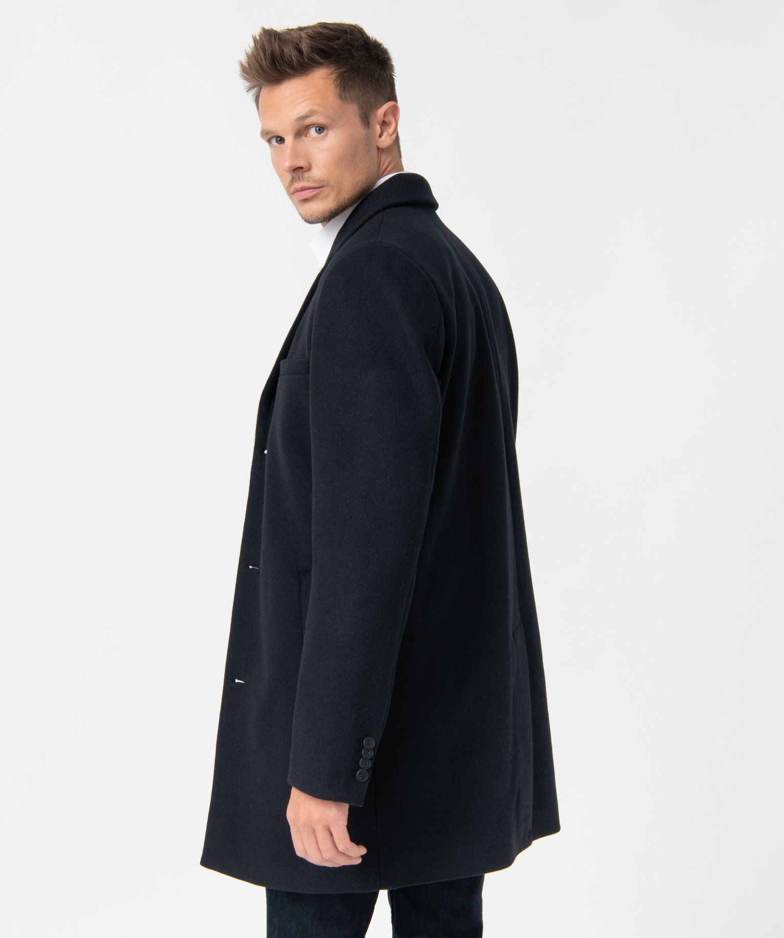 Manteau homme court fermeture 3 boutons bleu fonce | GEMO