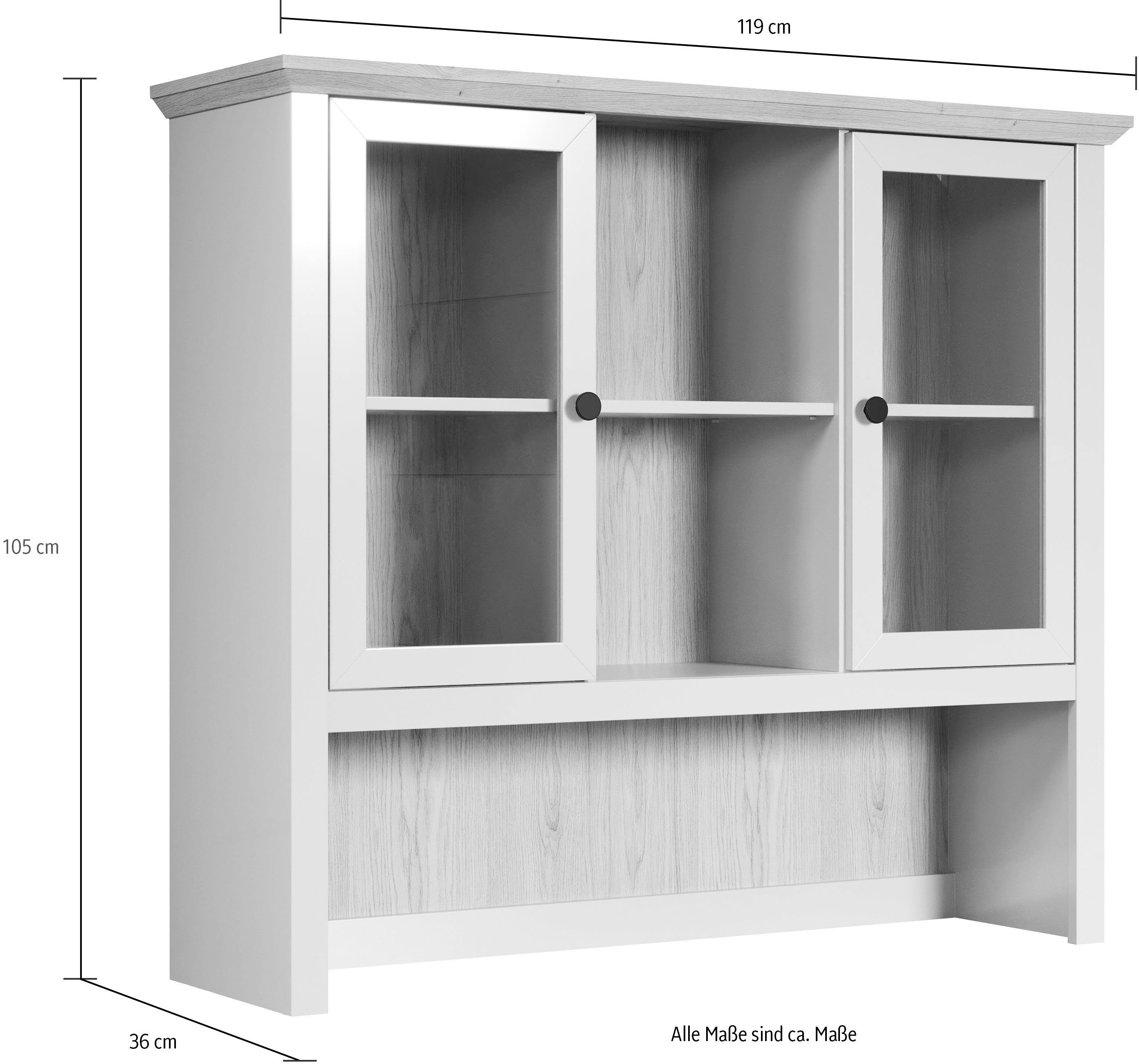 Home affaire Buffetaufsatz Herzwill, (1-St), Artisan Eiche NB und hellgrau, matt, im Landhaus-Look