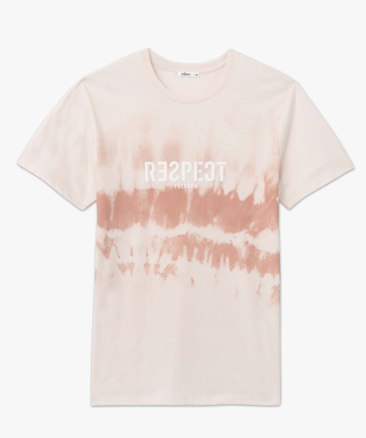 Tee-shirt homme coloris tie and dye avec inscription en relief rose | GEMO