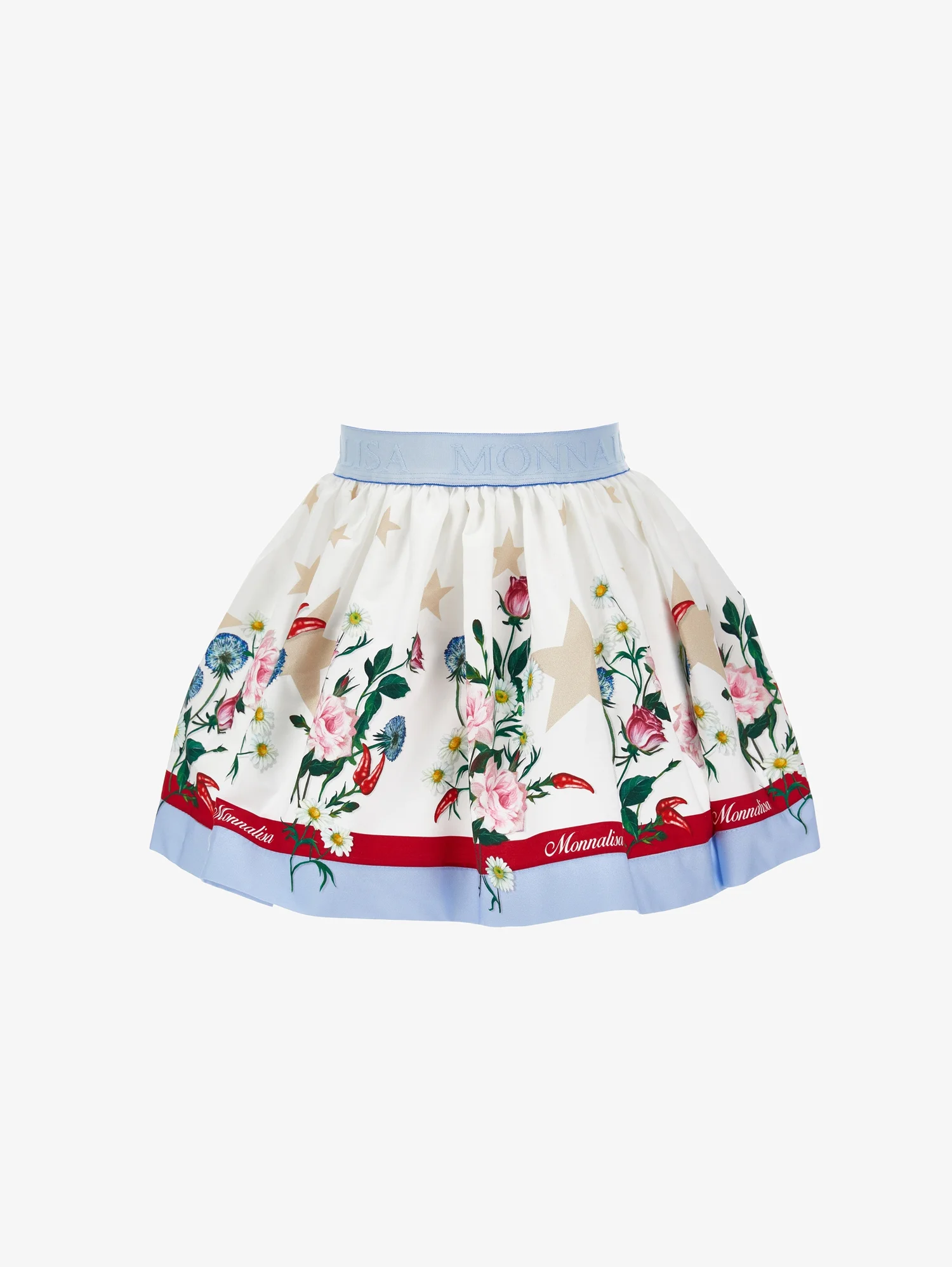 Monnalisa FALDA CON VOLANTES, ESTRELLAS Y ESTAMPADO DE FLORES - Falda acampanada