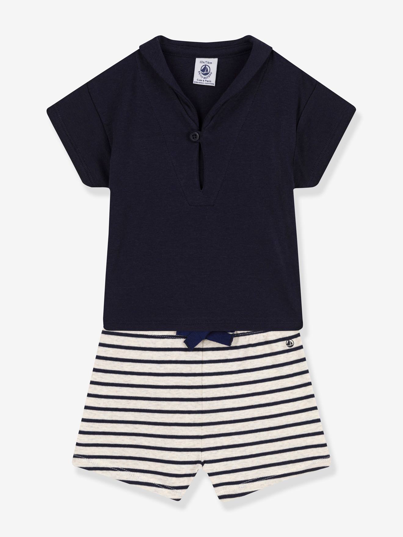 Ensemble naissance 2 pièces PETIT BATEAU bleu