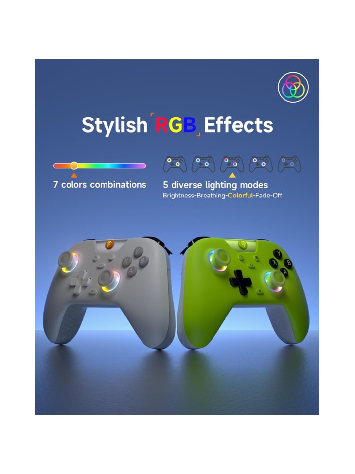 Almina EasySMX X05 Controller PC mit 7 Farbe RGB Licht Hall Triggers Weiß in Weiß günstig kaufen onesize