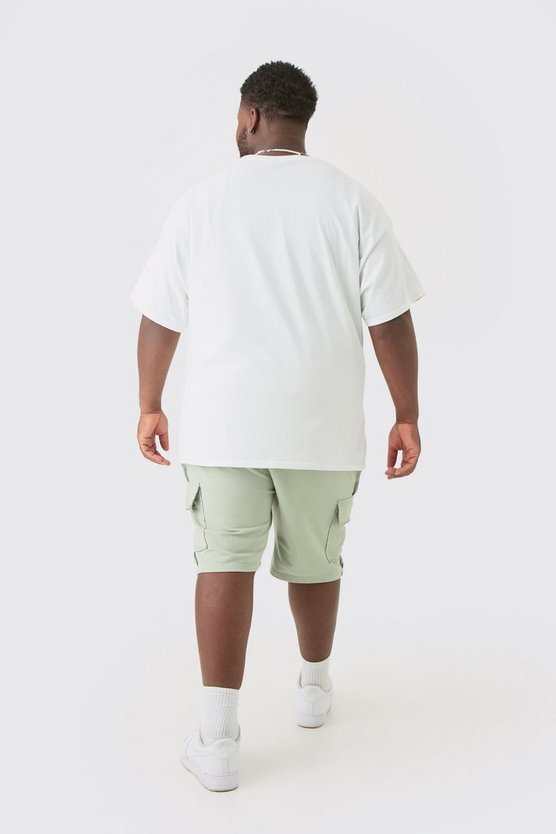 Plus lockere Cargo Jersey-Shorts mit Naht-Detail