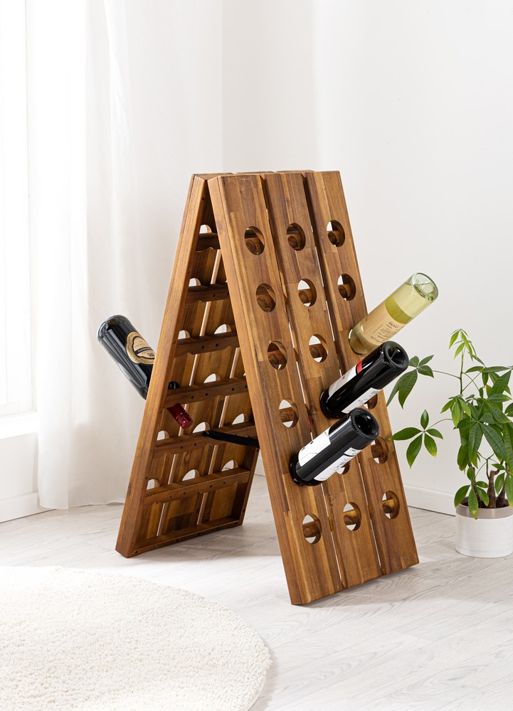 HC Garten & Freizeit faltbares Weinregal 36 Flaschen 87x 55x 39cm Akazienholz