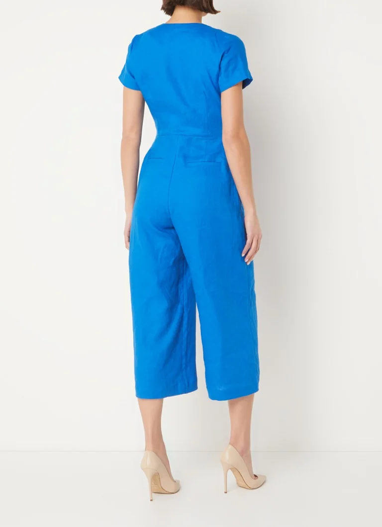 Hobbs  Aliya wide fit cropped jumpsuit van linnen met gestrikt detail