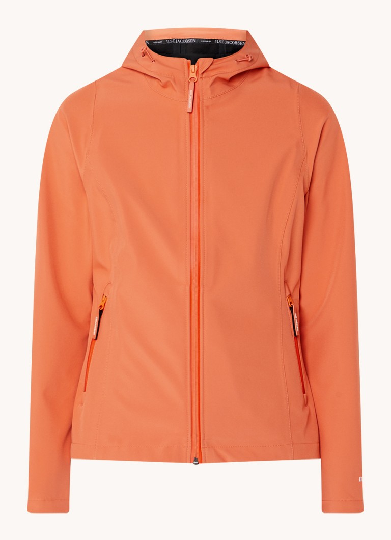 Jaqueta softshell Ilse Jacobsen com capuz e bolsos com zíper.