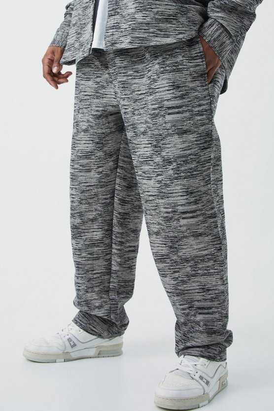 Plus gerade Jacquard Cargohose mit elastischem Bund