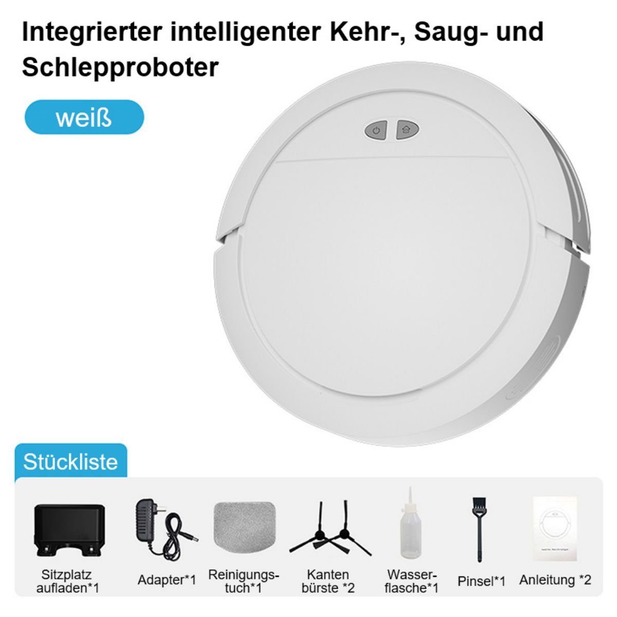 Yoyaxi Wischroboter 3-in-1 Kehrroboter mit Saug- und Wischfunktion, USB-aufladbar, Automatischer Betrieb, starke Saugkraft, langlebiger Akku