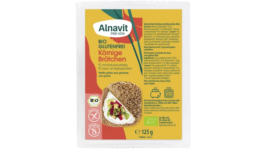 Alnavit Bio Körnige Brötchen glutenfrei 125 g