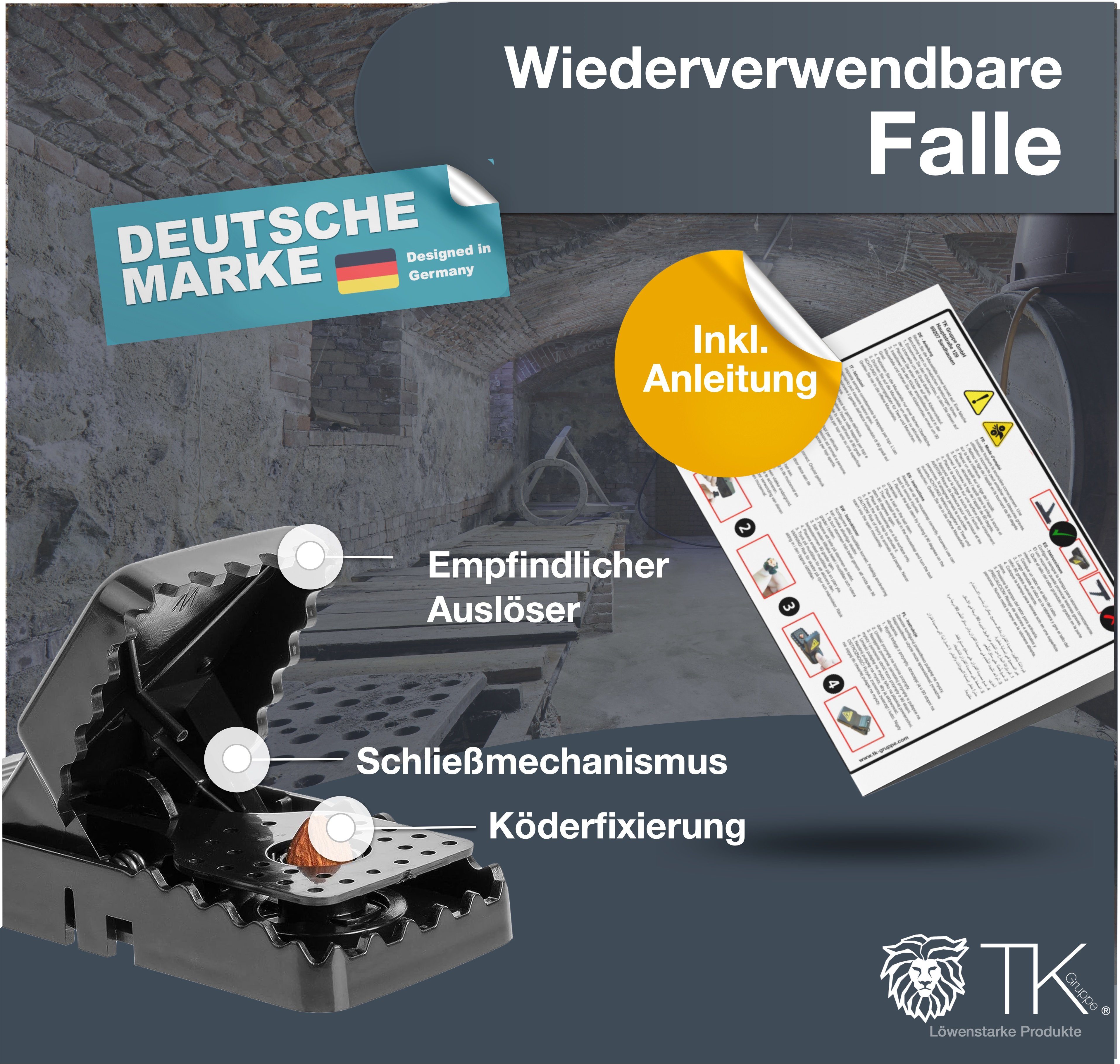 TK Gruppe Schlagfalle 8x Mausefallen Schlagfalle wiederverwendbar - Haus & Garten