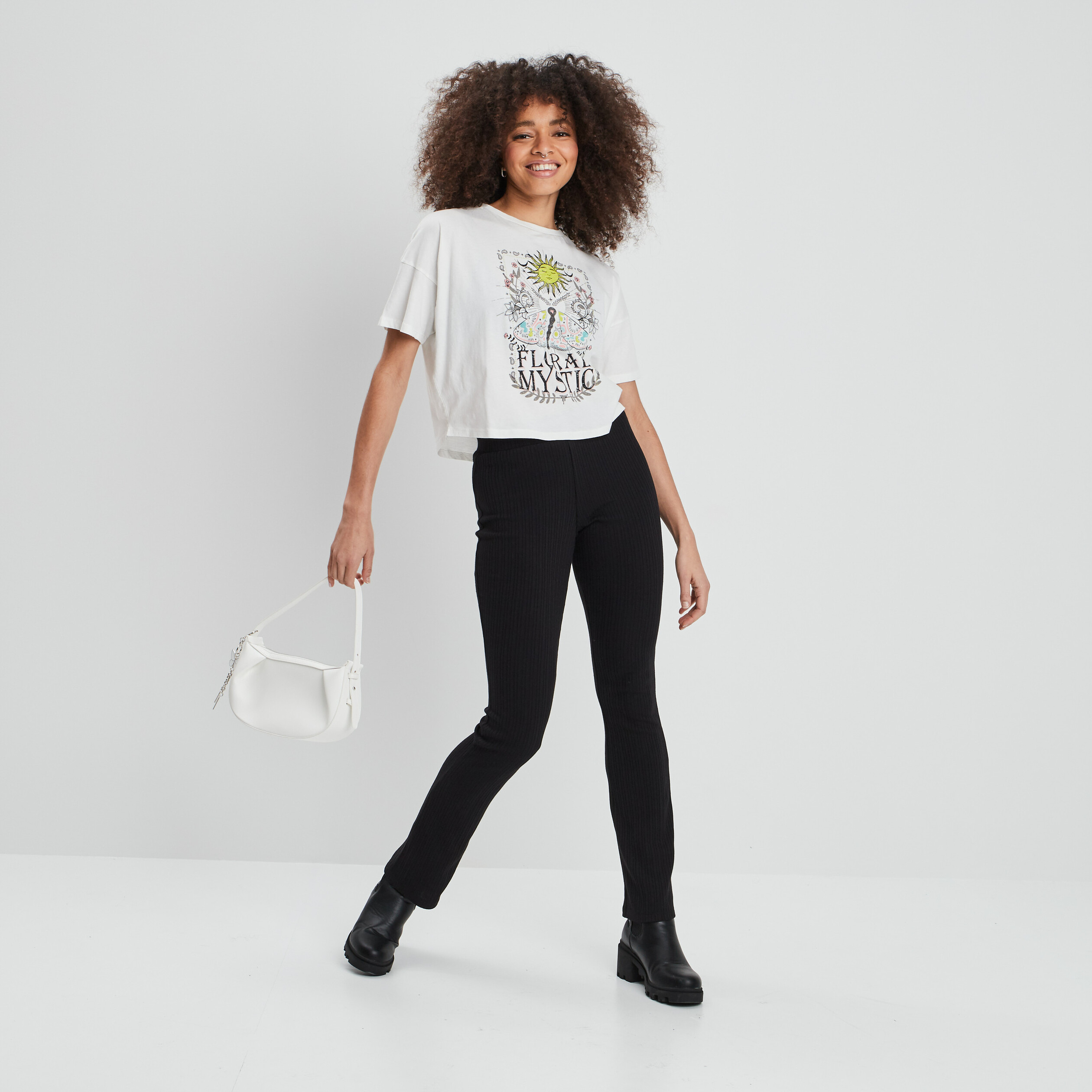 T-shirt court manches courtes Liberto ivoire femme | La Halle