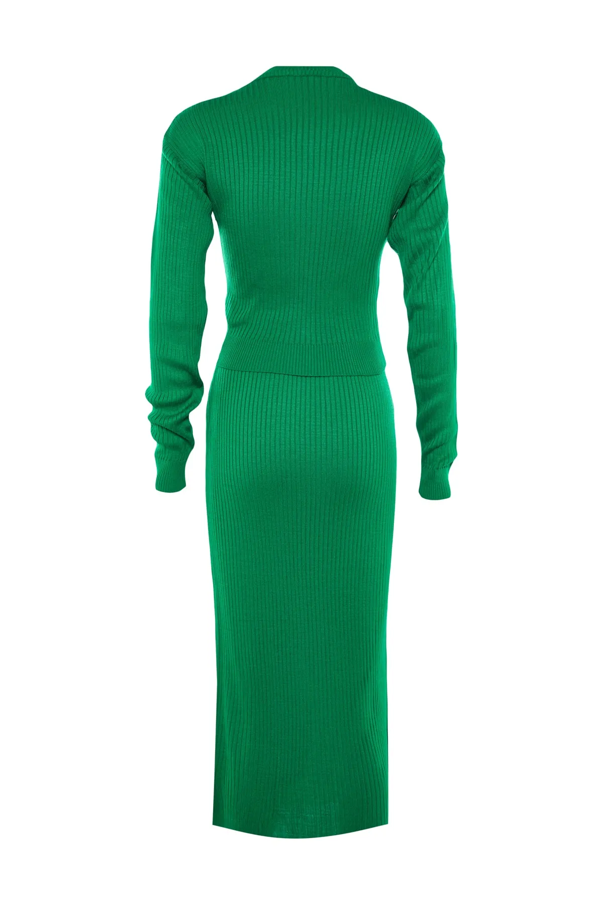 Trendyol Collection  Grüner Crop-Rock, Strickoberteil und -unterteil-Set TWOAW23AU00240