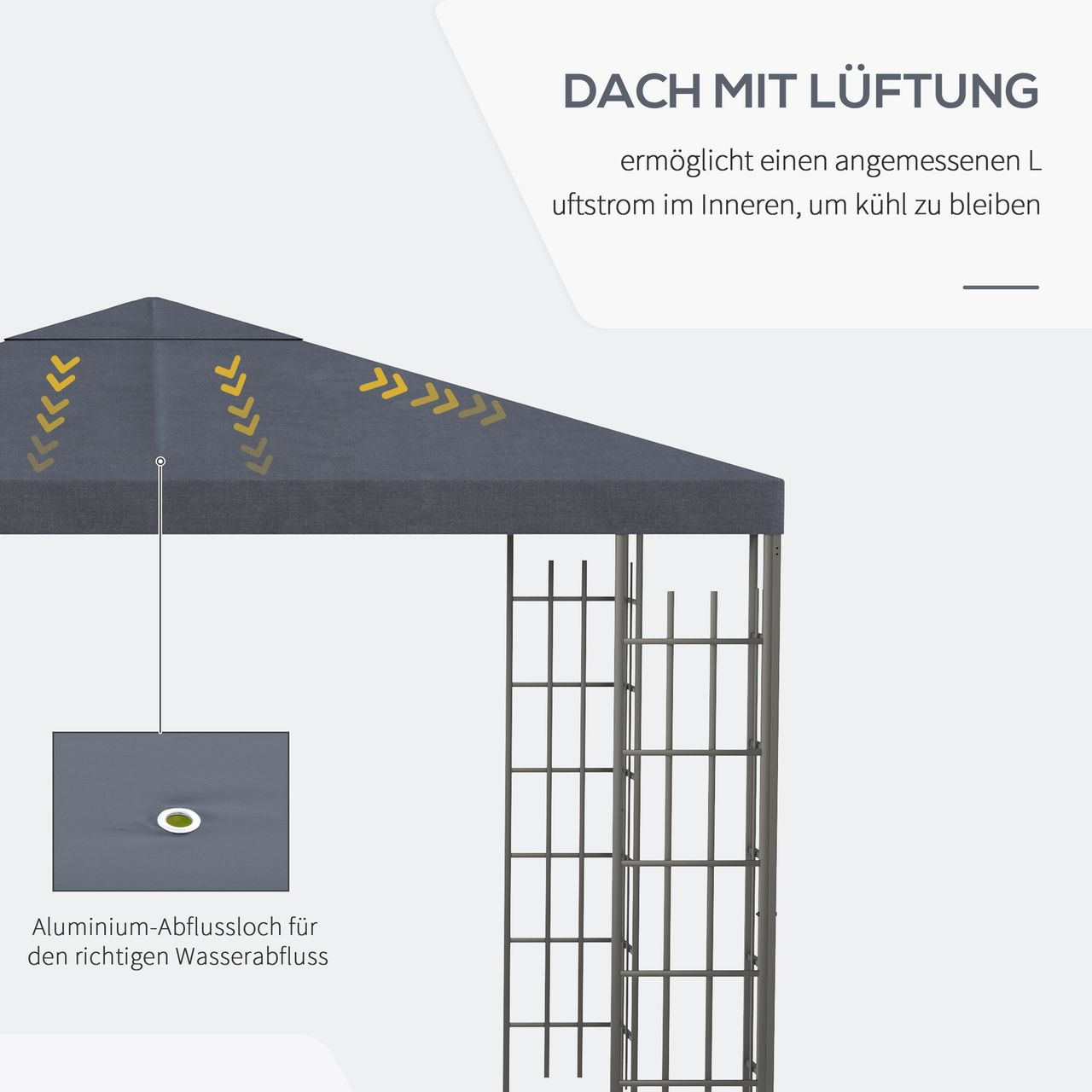 Outsunny Gartenpavillon 3 x 3 m Pavillon Gartenzelt Festzelt Partyzelt Stahl Polyester Grau