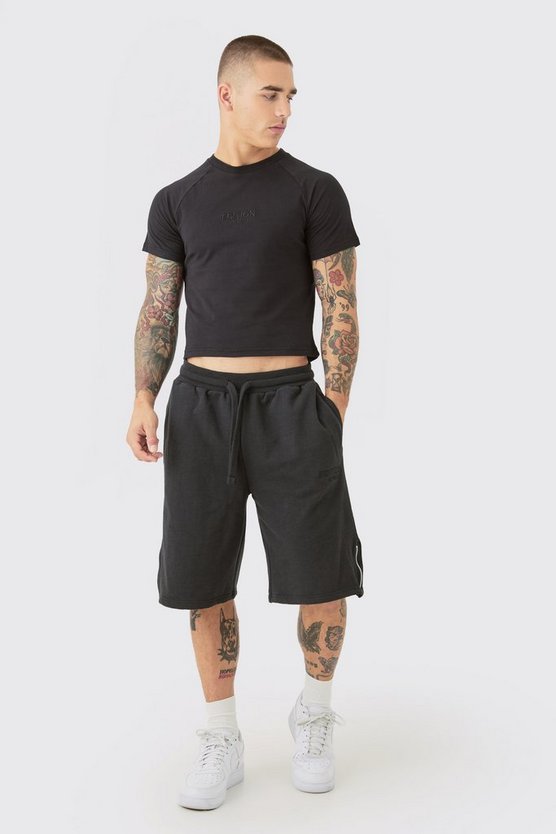 Oversize Shorts mit Reißverschluss-Saum & T-Shirt
