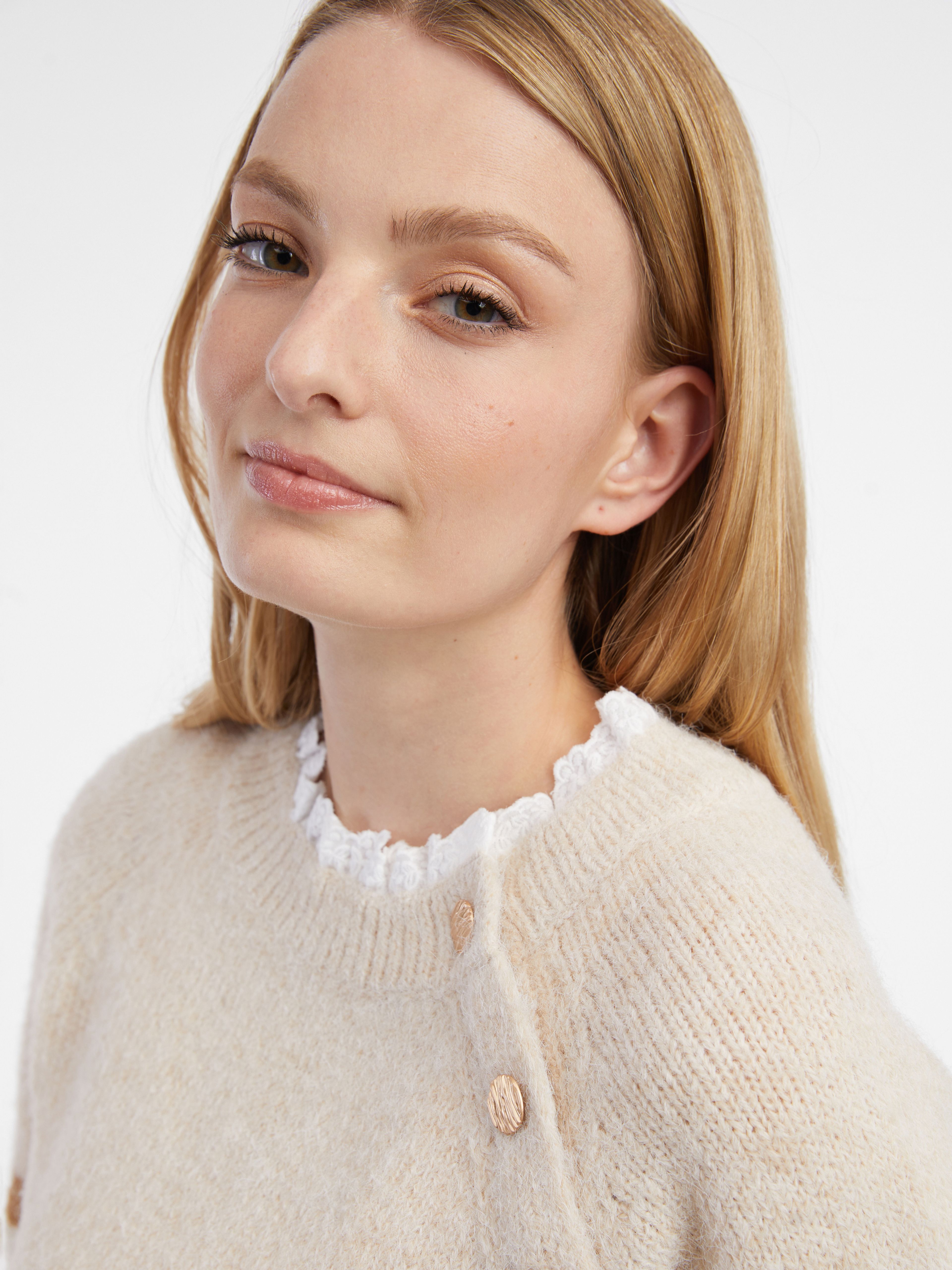 Beige gestreifter Damenpullover ORSAY
