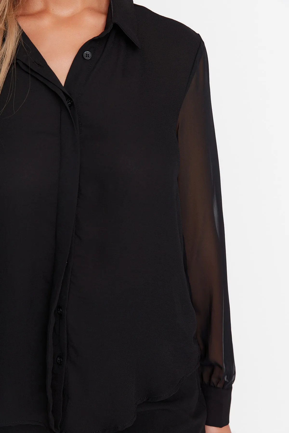 Trendyol Collection  Transparentes schwarzes Webhemd - Regular Fit, TWOAW20GO0116