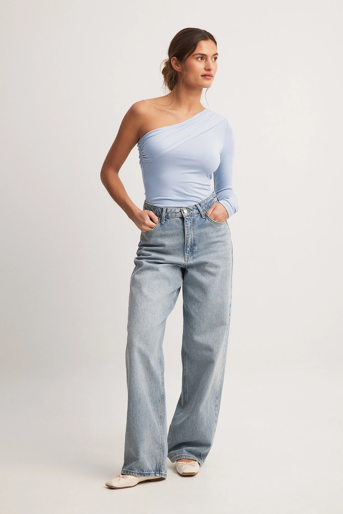 Soft Line One Sleeve Draped Top