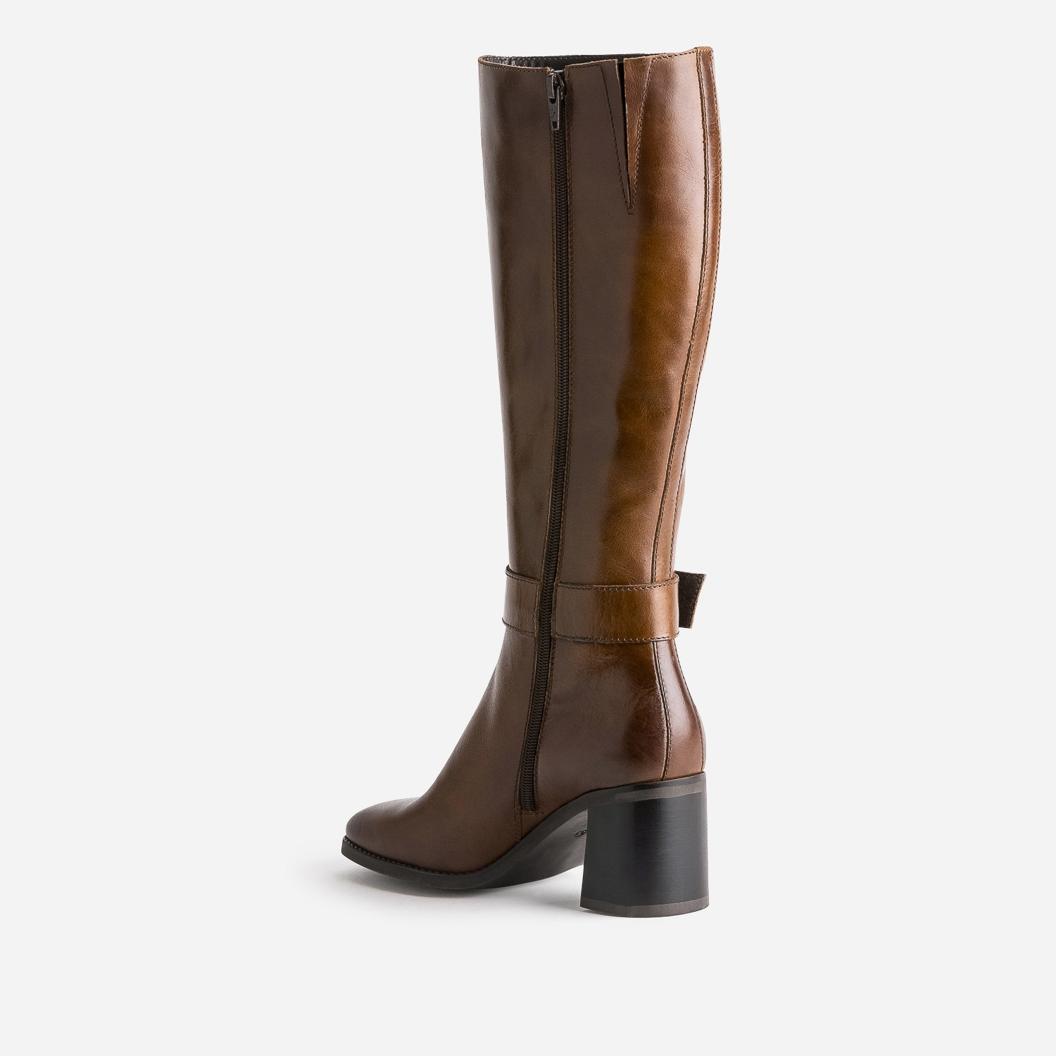 Botte marron en cuir à talon