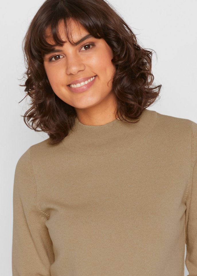 Basic Pullover mit Stehkragen mit recycelter Baumwolle