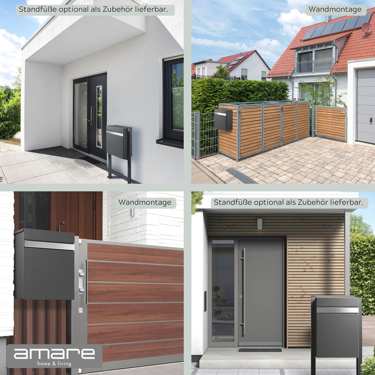 Weles AMARE DESIGN Paketbox Briefkasten Luxury mit Hausnummer - 58 x 44 x 35 cm - Anthrazit (7016)