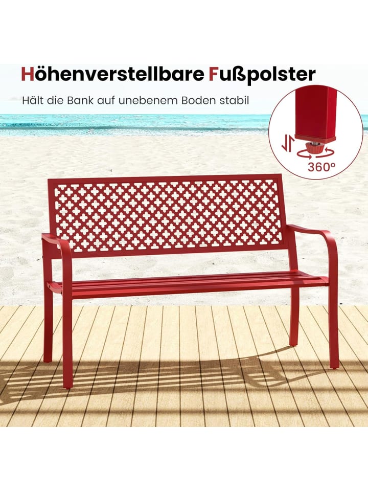 COSTWAY Gartenbank Metall 127x62x86cm in Rot günstig kaufen onesize