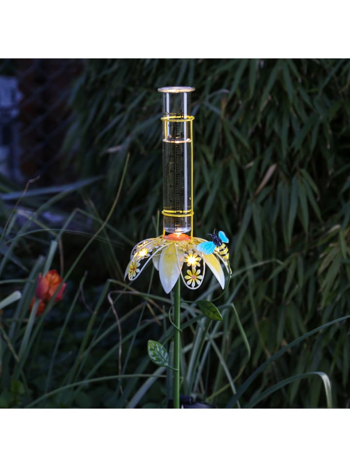 MARELIDA LED Solar Gartenstecker Blume Regenmesser in gelb - H: 84cm günstig kaufen onesize