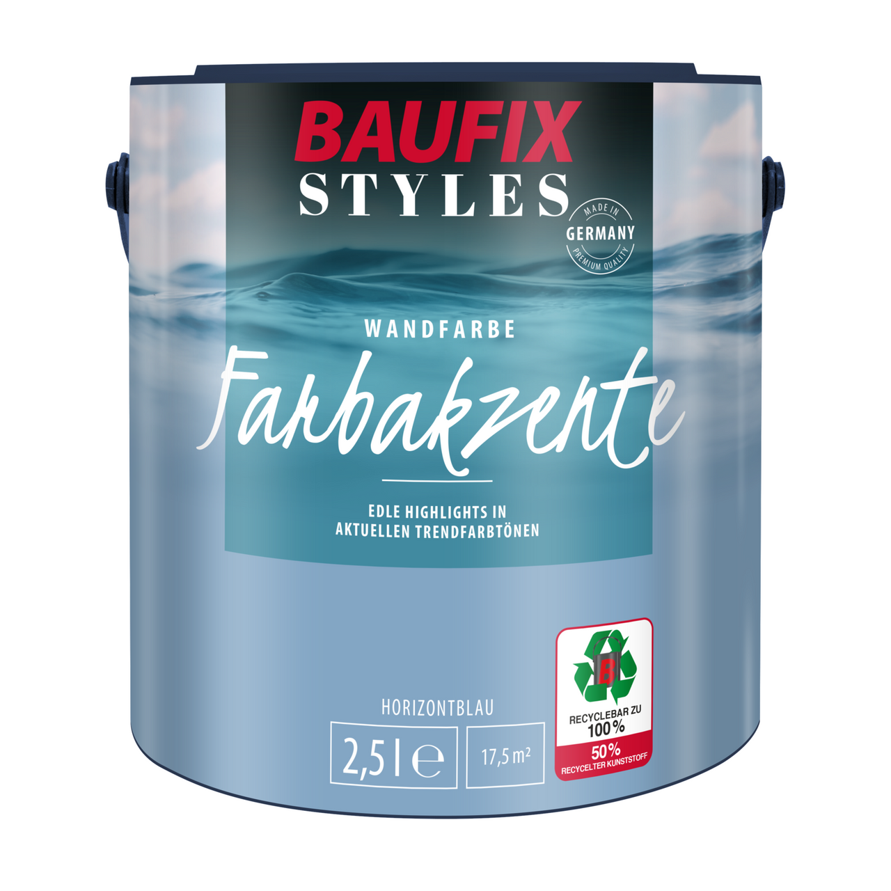 Baufix Farbakzente horizontblau seidenmatt, 2.5 Liter, Bunte Wandfarbe