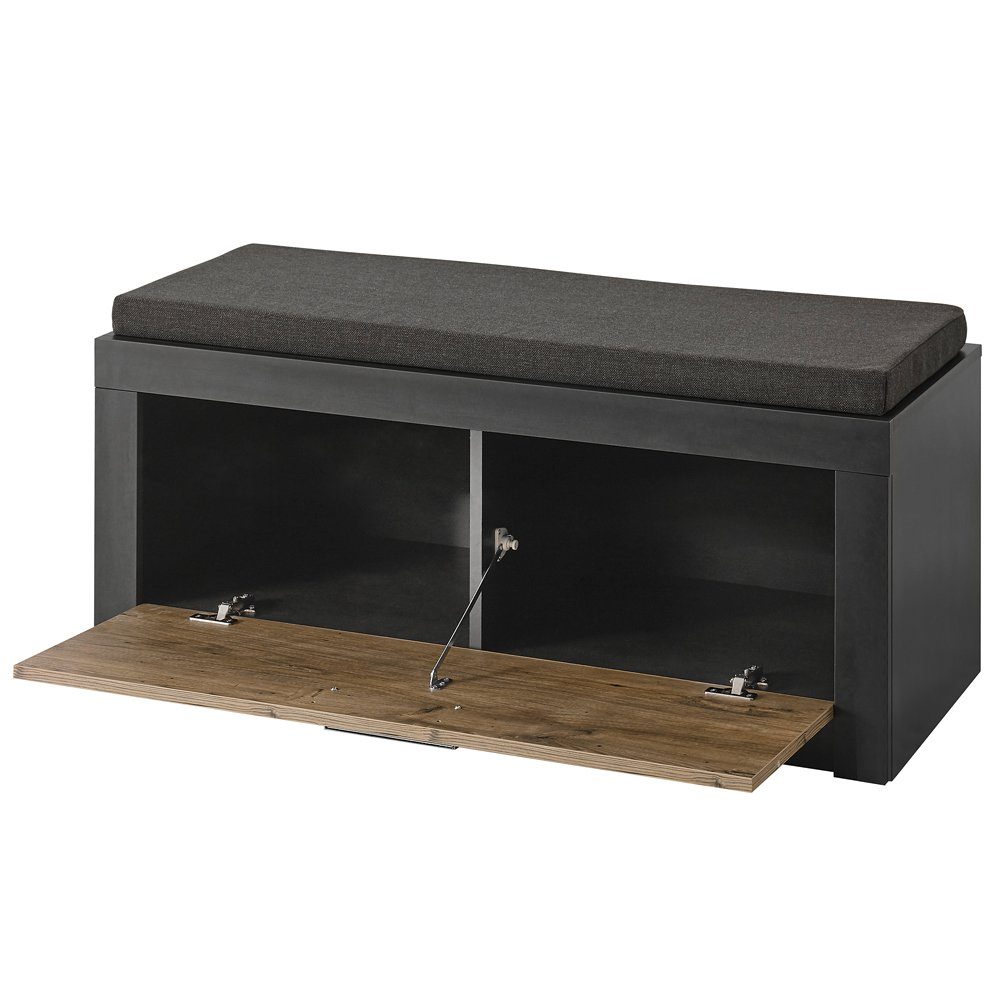 Lomadox Stauraumschrank BAKU-61 Fresco anthrazit mit Kastanienbraun 107x48x42 cm