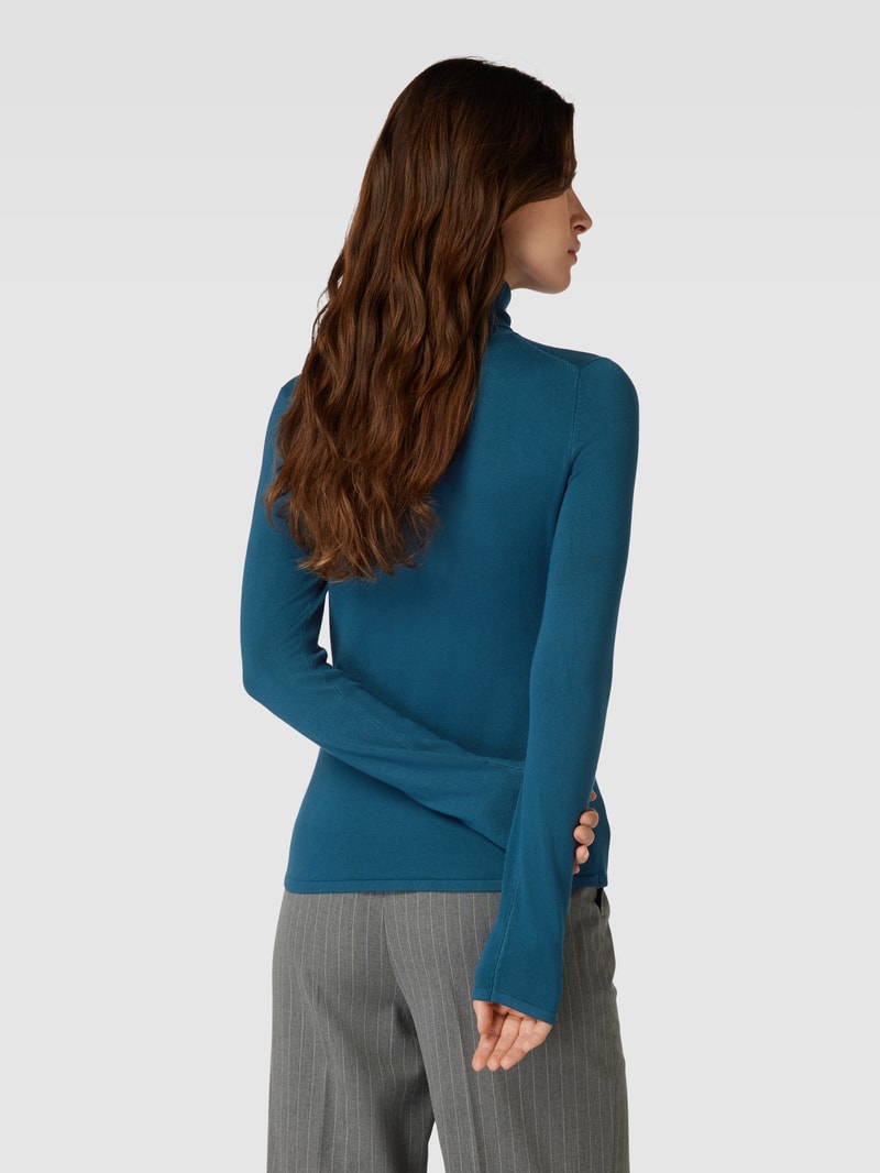 Strickpullover mit Rollkragen in petrol