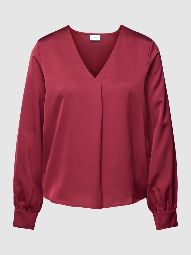 Bluse mit V-Ausschnitt Modell 'ELLETTE' in bordeaux rot