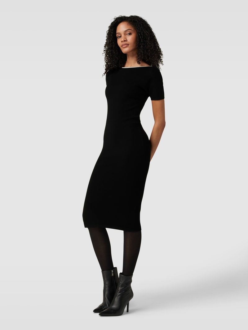 Knielanges Kleid mit U-Boot-Ausschnitt Modell 'LUGLIO' in black