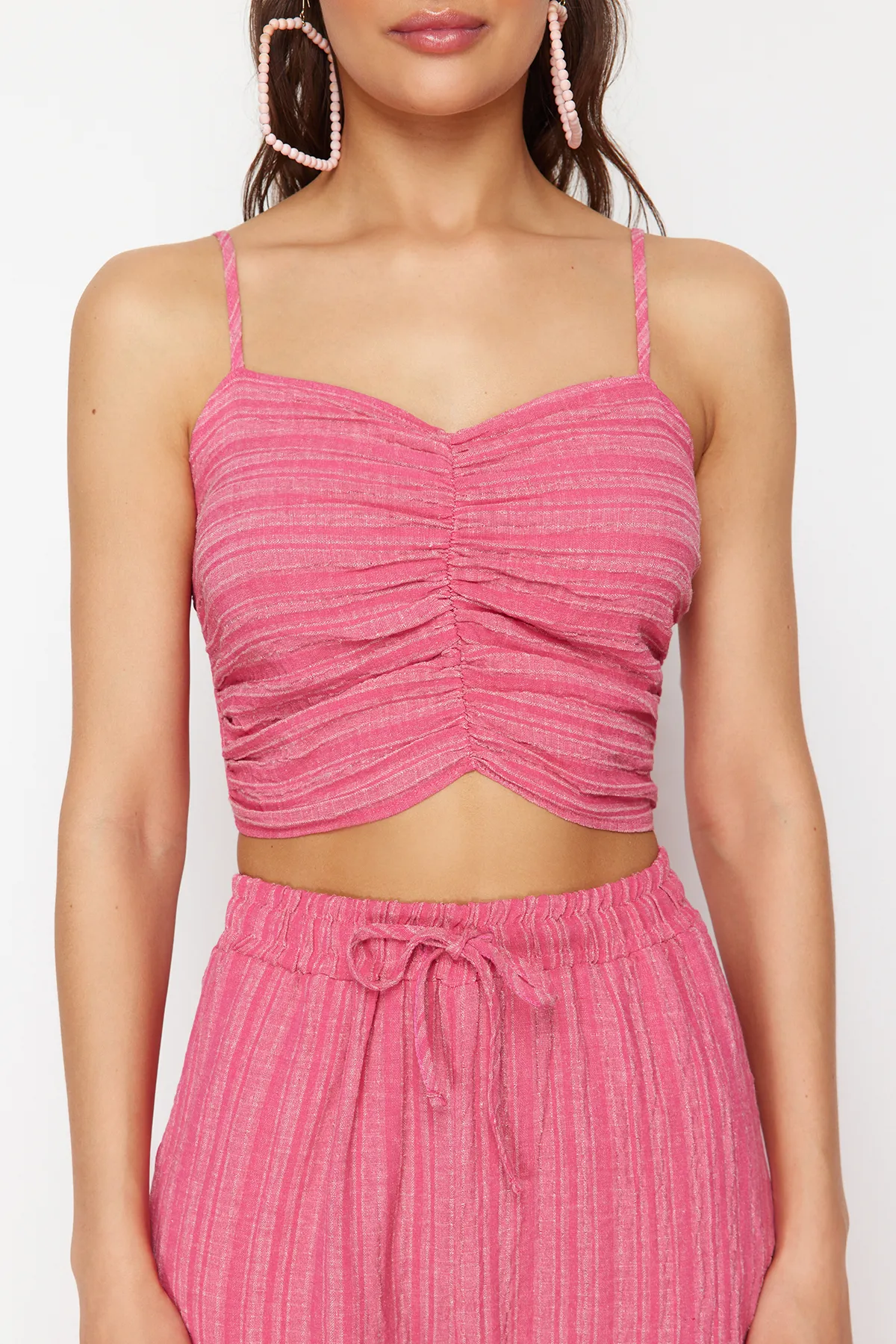 Trendyol Collection  Fuchsia gewebtes Blusen-Hosen-Set TBESS24AU00076