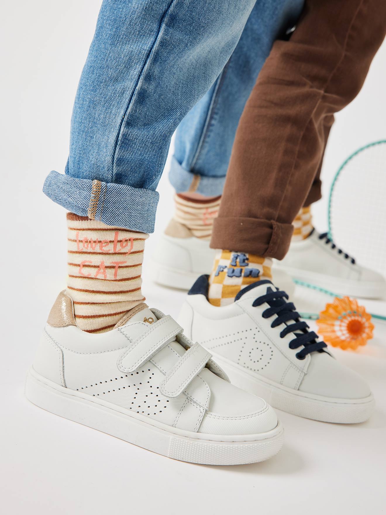Baskets en cuir enfant blanc