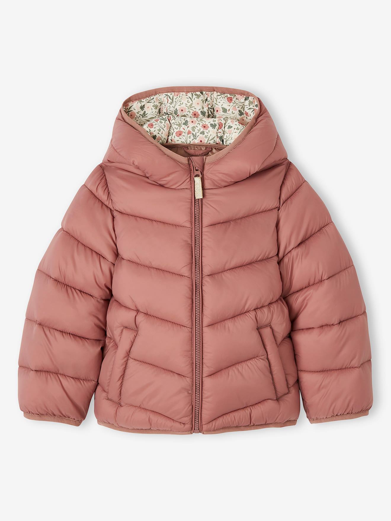 Doudoune légère à capuche fille blush