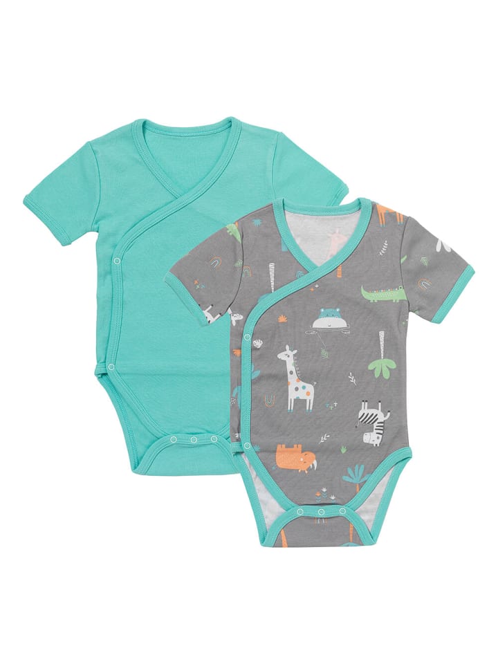 Schlummersack Bio Baby-Wickelbodys kurzarm 2er-Pack in Türkis günstig kaufen 92