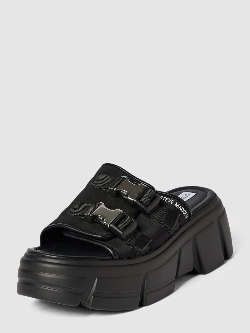 Pantoletten mit Label-Detail Modell 'ACTIVATOR' in schwarz