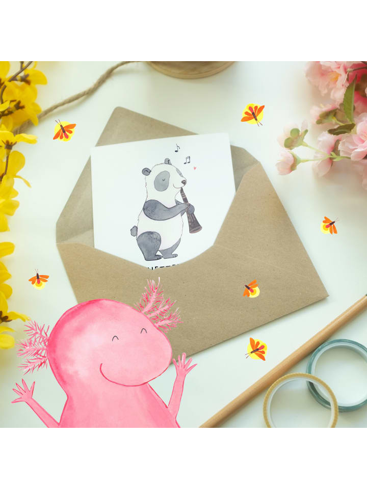 Mr. & Mrs. Panda Grußkarte Klarinette Liebe  mit Spruch in Weiß günstig kaufen onesize