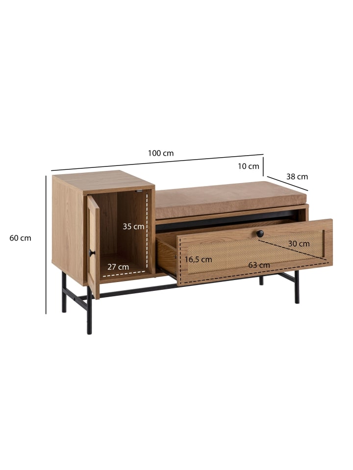 KADIMA DESIGN Schuhbank mit Sitzfläche 100x60x38 cm Garderobenbank Eiche-Dekor, günstig kaufen onesize