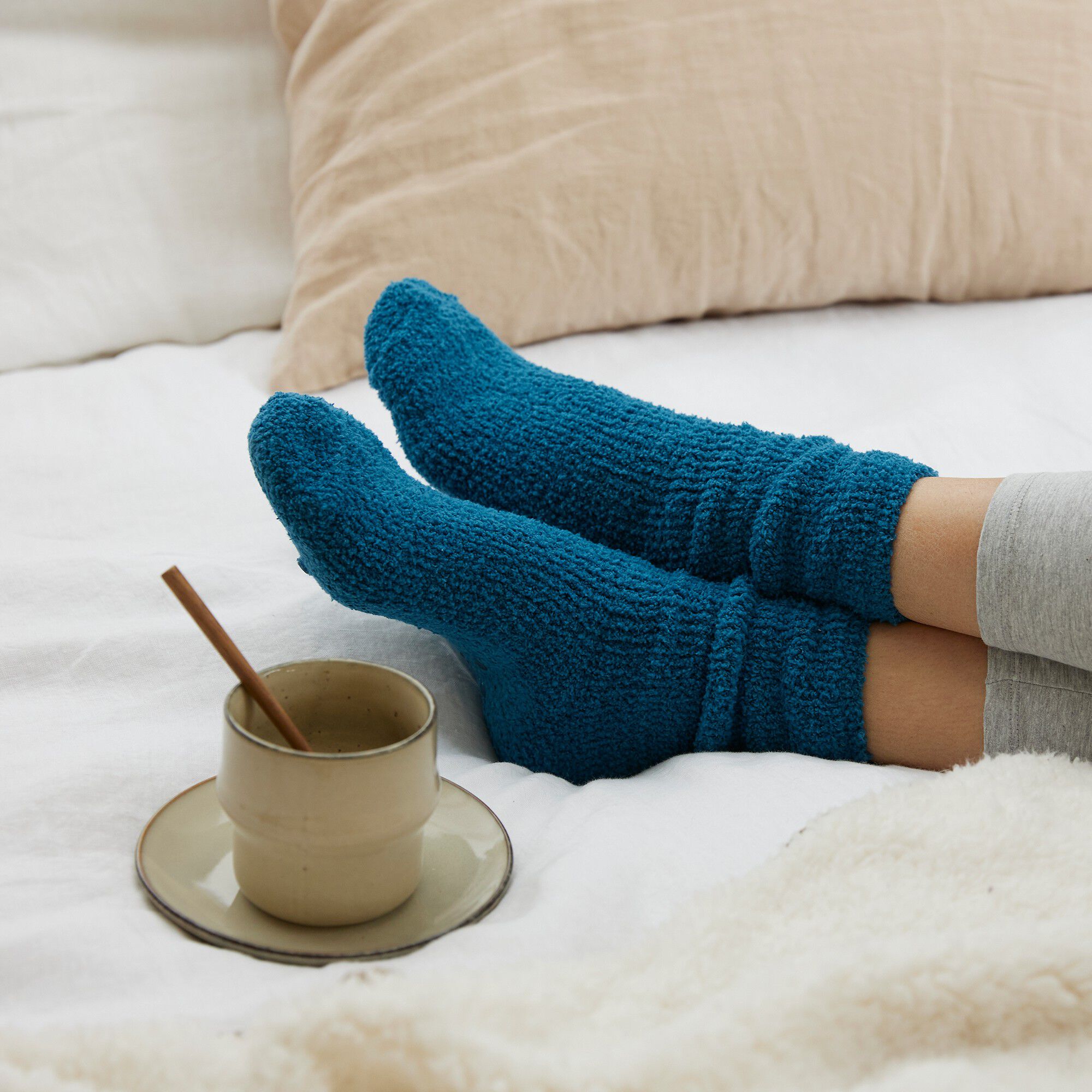 Chaussettes antidérapantes en maille bouclette