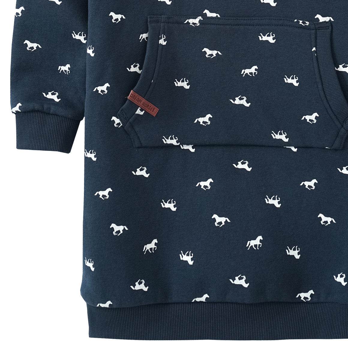Mädchen Sweatkleid mit Pferde-Allover