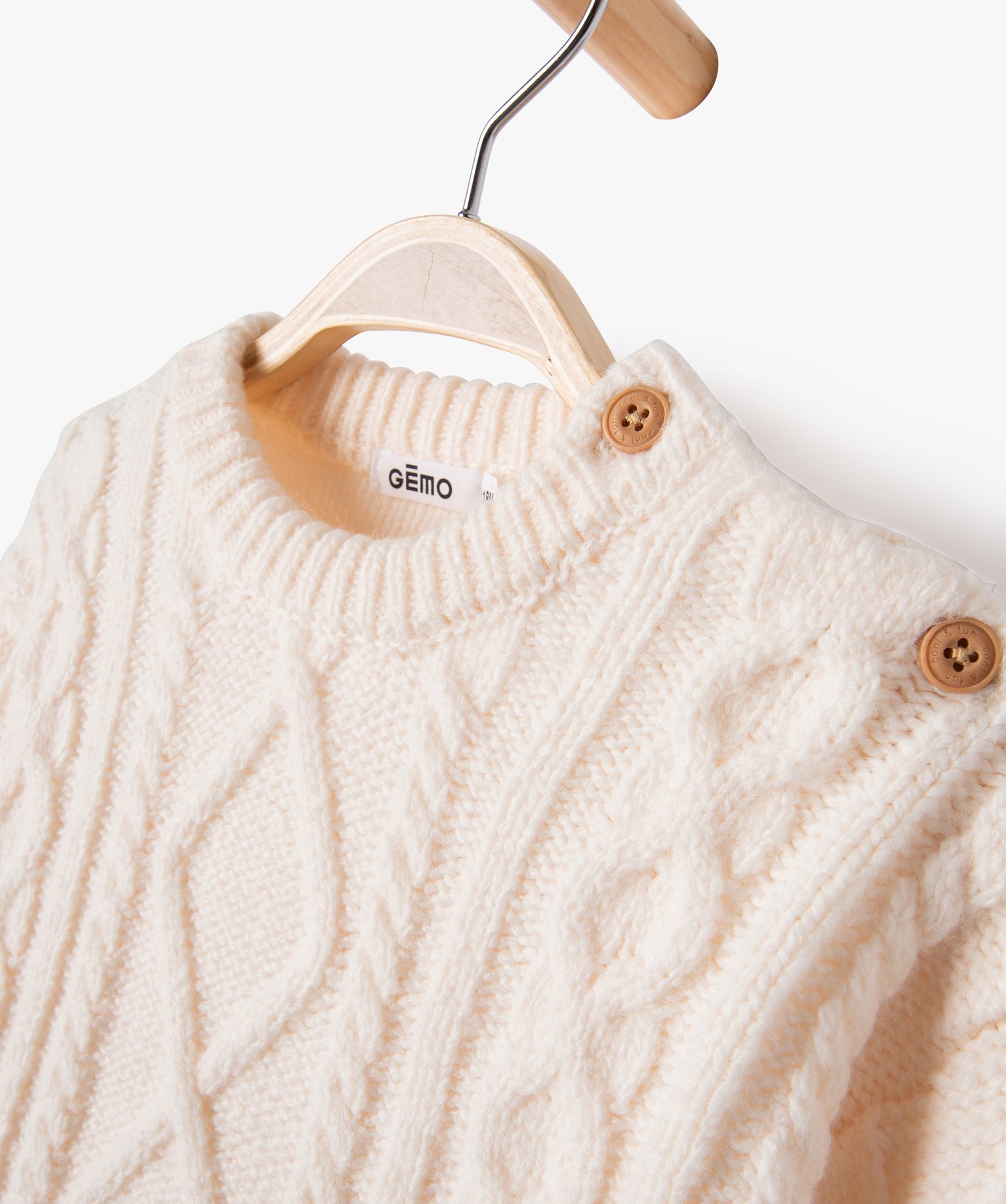 Pull torsadé col rond bébé Garçon ecru | GEMO